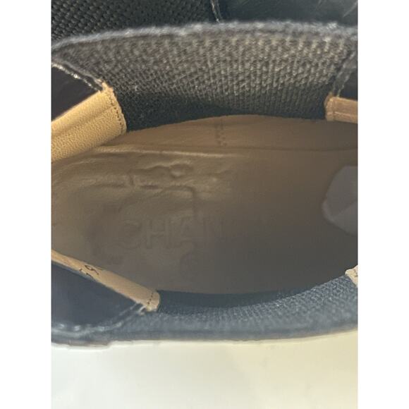 CHANEL Black Cap Toe Ankle Boots Size 40 US 9 Stretch Panel CC Logo - Picture 5 of 7